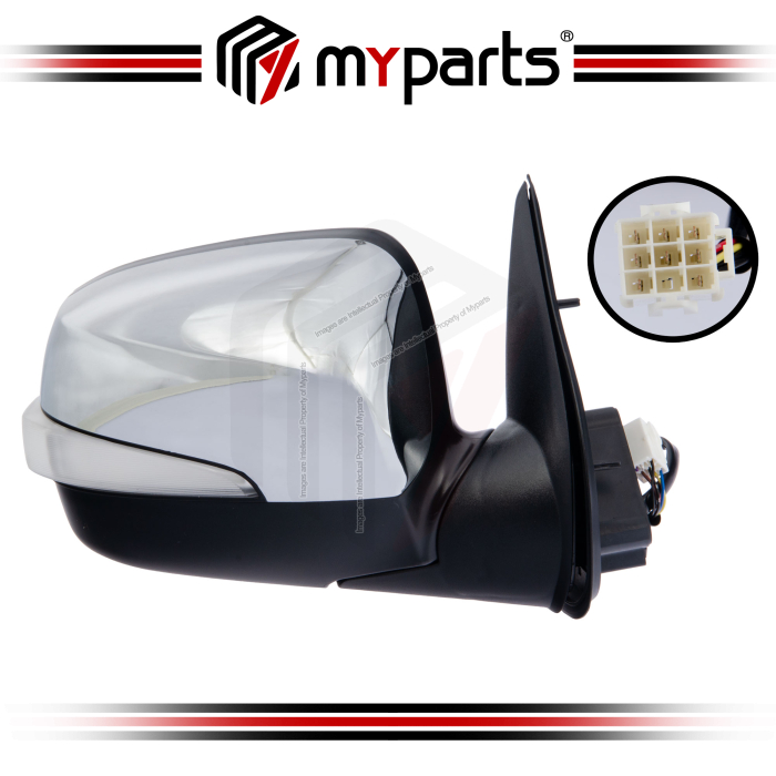 TYC Isuzu DMAX D-Max RC 2007~2012 Electric Side Door Mirror (Chrome With Triangle Signal) | RH Right Hand (Driver Side)