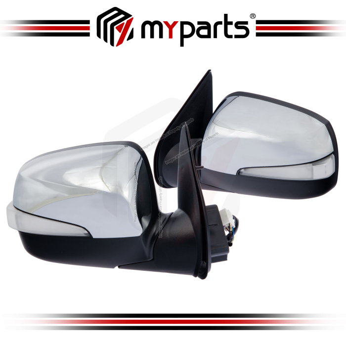 TYC Isuzu DMAX D-Max RC 2007~2012 Electric Side Door Mirror (Chrome With Triangle Signal) | Set LH Left Hand Side + RH Right Hand Side