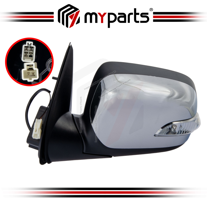 TYC Isuzu DMAX D-Max RC 2007~2012 Electric Side Door Mirror (Chrome With Rectangular Signal) | LH Left Hand (Passenger)