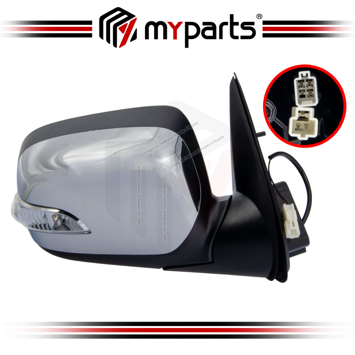 TYC Isuzu DMAX D-Max RC 2007~2012 Electric Side Door Mirror (Chrome With Rectangular Signal) | RH Right Hand (Driver)