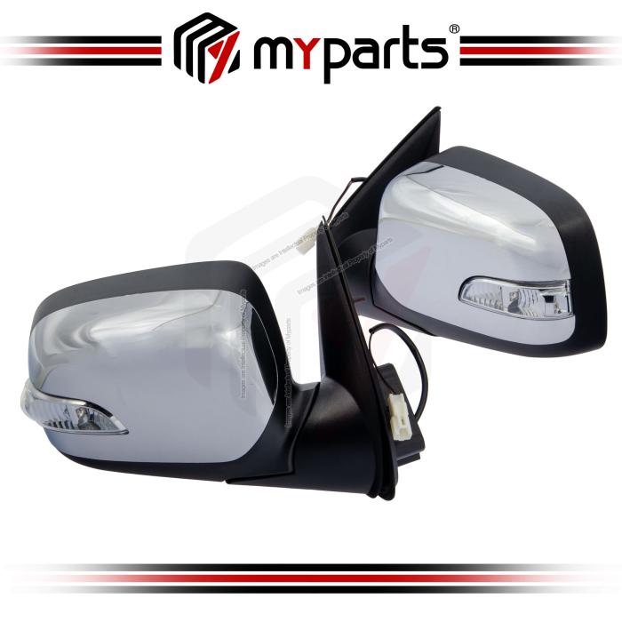 TYC Isuzu DMAX D-Max RC 2007~2012 Electric Side Door Mirror (Chrome With Rectangular Signal) | Set LH Left Hand Side + RH Right Hand Side