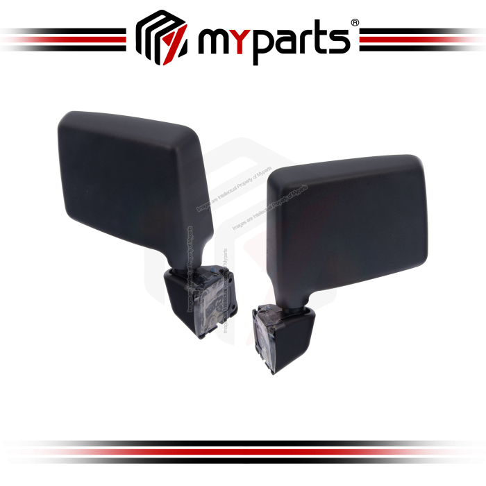 TYC Suzuki Jimny Samurai Sierra SJ410 SJ413 1981~Side Door Mirror (Black, No Arm Type) | Pair LH Left Hand (Passenger) + RH Right Hand (Driver)