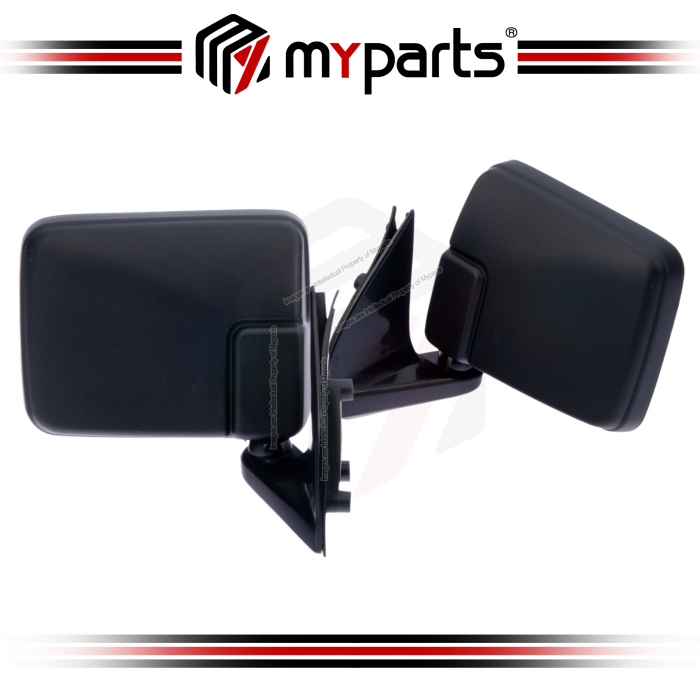 TYC Mitsubishi Storm Strada L200 ME-MJ 1986~1996 Exterior Manual Black Side Door Mirror | Pair LH Left Hand (Passenger) + RH Right Hand (Driver Side)