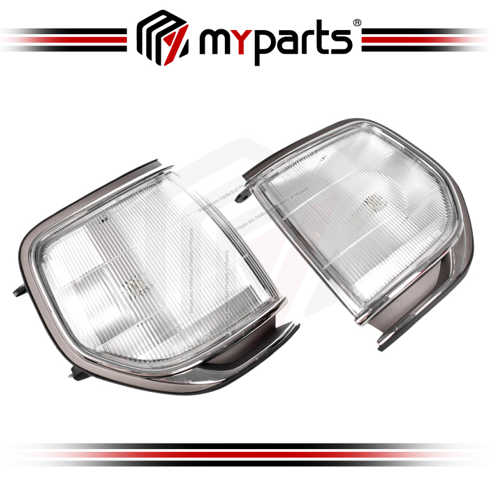 TYC Fits Toyota Landcruiser 80 Series 1990~1998 GXL| Corner Light Park Lamp (Chrome) | Pair LH Left Hand (Passenger) + RH Right Hand (Driver Side)