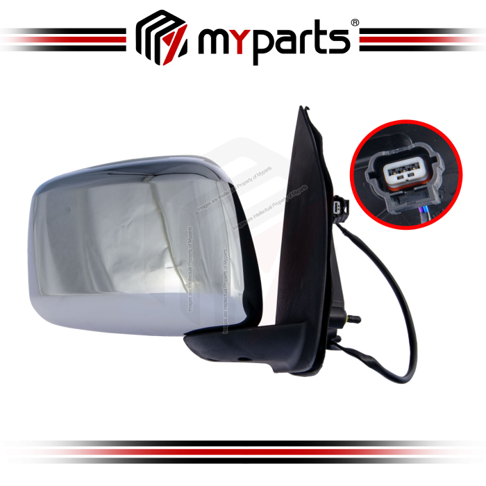 TYC Nissan Navara D40 D40T 2006~2015 Electric Power Side Door Mirror (Chrome, 3 Pins) | RH Right Hand (Driver)