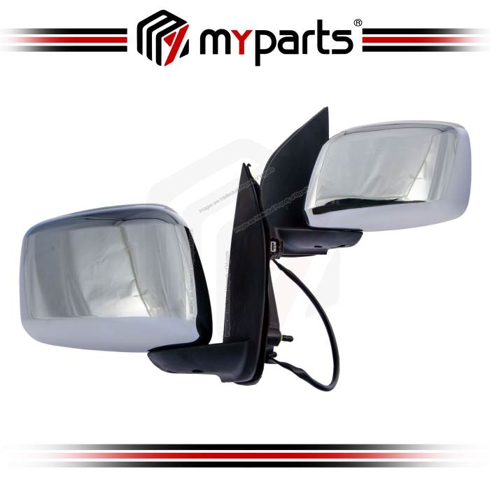 TYC Nissan Navara D40 D40T 2006~2015 Electric Power Side Door Mirror (Chrome, 3 Pins) | Pair LH Left Hand (Passenger) + RH Right Hand (Driver)