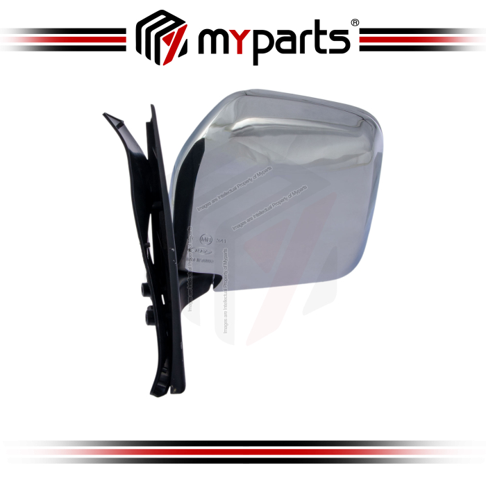 TYC Fits Mitsubishi Pajero 1991~1997 Manual Chrome Side Door Mirror Rear View Wing | LH Left Hand (Passenger Side)
