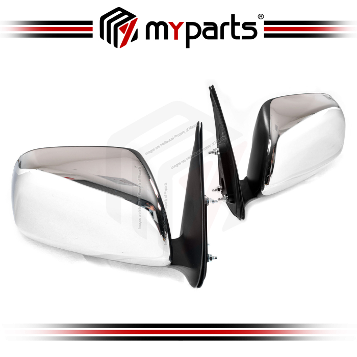 TYC Toyota Hilux Vigo KUN25 2005~2016 Manual Side Door Mirror (Chrome) Rear View | Set LH Left Hand Side + RH Right Hand Side