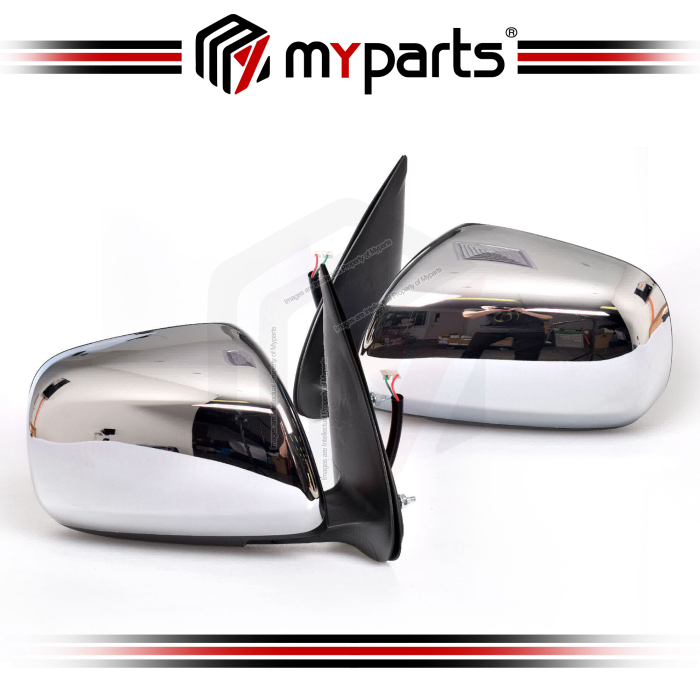TYC Toyota Hilux Vigo KUN25 2005~2011 Electric Power Side Door Mirror (Chrome) Rear View | Set H LHS Left (Passenger) + RH RHS Right (Driver)
