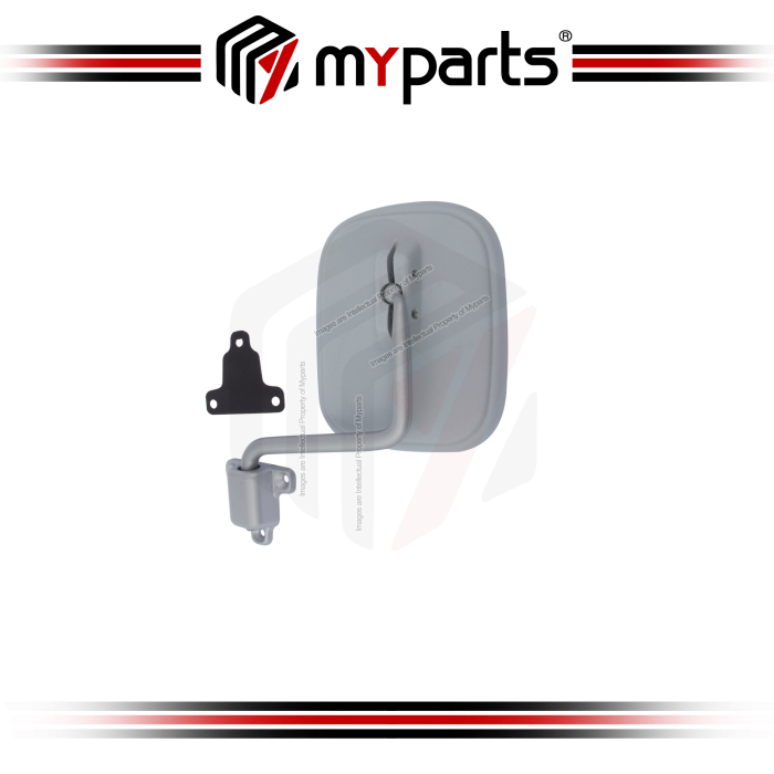 TYC Fits Toyota Landcruiser 40 Series 1976~1984 Manual Side Door Mirror With Arm (Gray) | LH Left Hand (Passenger Side)