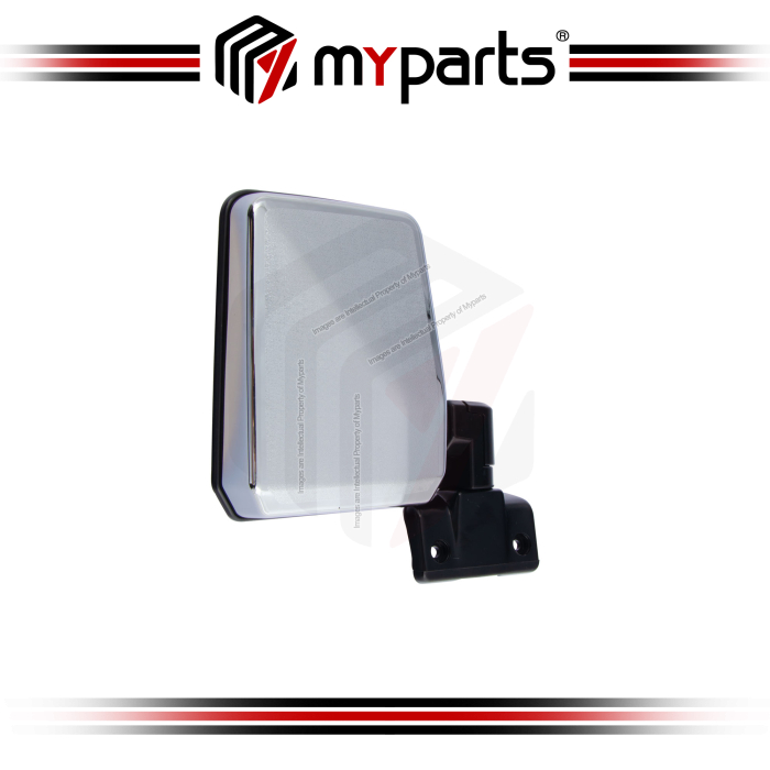 TYC Fits Toyota Landcruiser 70 Series 1985~1999 Manual Side Door Mirror (Chrome) Rear View | RH Right Hand (Driver Side)