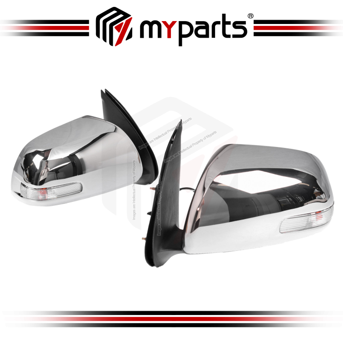 TYC Toyota Hilux Vigo KUN25/26 2011~2016 Electric Chrome Side Door Mirror (With Signal) | Pair LH LHS Left Hand + RH RHS Right Hand