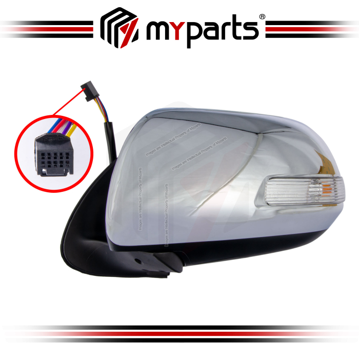 TYC Toyota Hilux Vigo KUN25/26 2011~2016 Electric Chrome Side Door Mirror (With Signal, With Auto Flip) | LH Left Hand (Passenger)