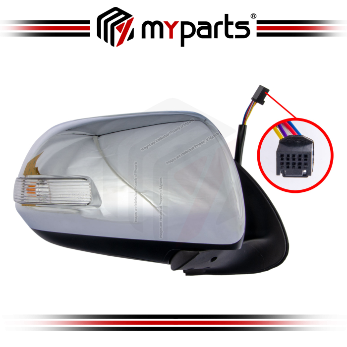 TYC Toyota Hilux Vigo KUN25/26 2011~2016 Electric Chrome Side Door Mirror (With Signal, With Auto Flip) | RH Right Hand (Driver)