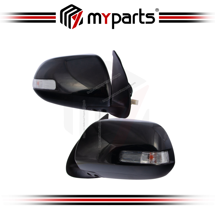 TYC Toyota Hilux Vigo KUN25/26 2011~2016 Electric Black Side Door Mirror (With Signal) | Pair LH LHS Left Hand + RH RHS Right Hand