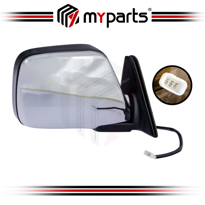 TYC Fits Toyota Landcruiser 80 Series 1990~1998 | Electric Power Door Mirror (Flat Glass) Chrome | RH RHS Right Hand (Driver Side)