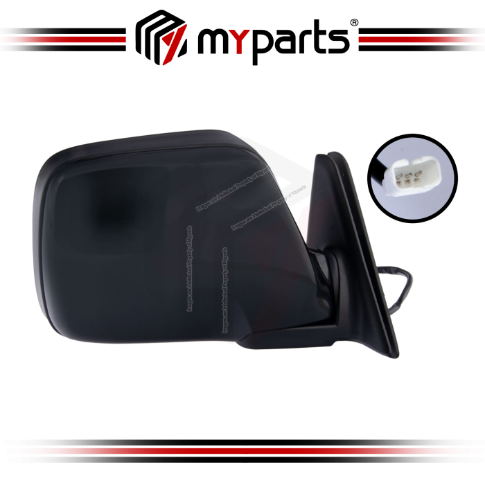 TYC Fits Toyota Landcruiser 80 Series 1990~1998 | Electric Power Door Mirror (Flat Glass) Black | RH RHS Right Hand (Driver Side)