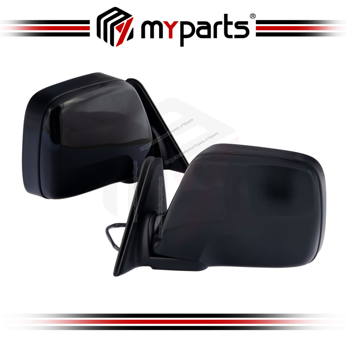 TYC Fits Toyota Landcruiser 80 Series 1990~1998 | Electric Power Door Mirror (Flat Glass) Black | Pair LH Left (Passenger) + RH Right (Driver)