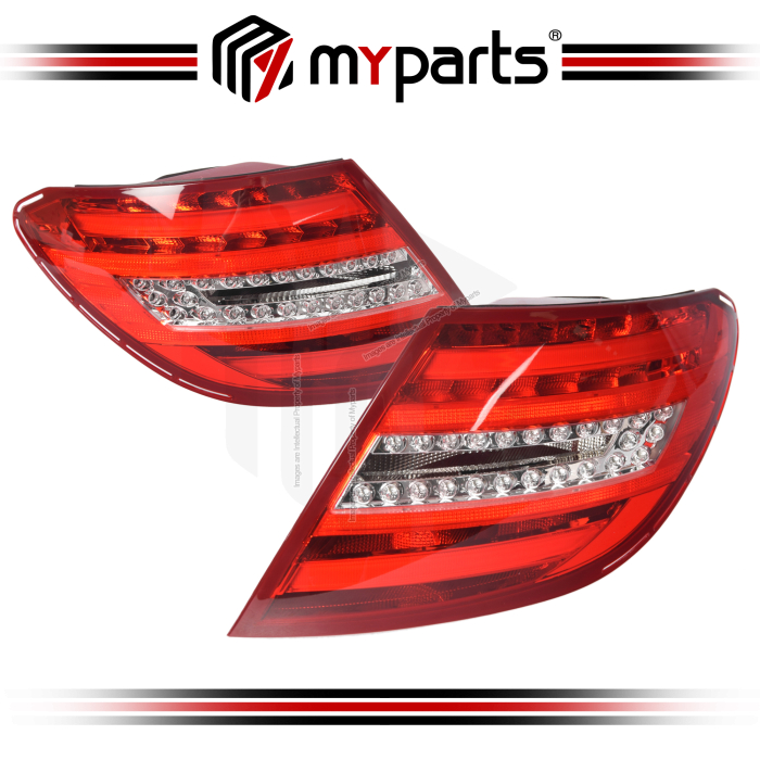 TYC Fits Mercedes Benz C Class W204 Sedan Facelift 20~2014 With LED Taillamp Tail Lamp Rear | Pair LH Left Hand (Passenger) + RH Right Hand (Driver)