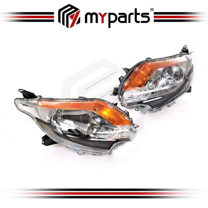 Head Light (No Projector Black Lower Bezel) (Set LH+RH)