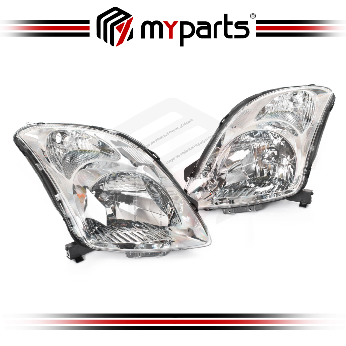 TYC Suzuki Swift 5 Door Hatch RS413 RS415 RS416 2004~2011 | Headlight Head Light Front Lamp (Chrome) | Pair Of LH LHS Left Hand + RH RHS Right Hand