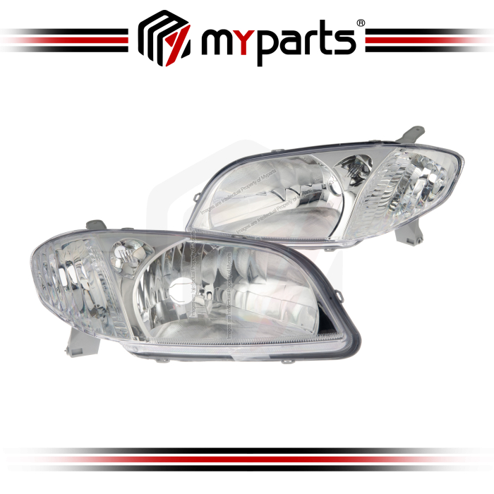 TYC Fits Toyota Vios NCP42 Sedan 2002~2005 | Headlight Head Light Front Head Lamp | Pair of LH Left Hand (Passenger) + RH Right Hand (Driver)