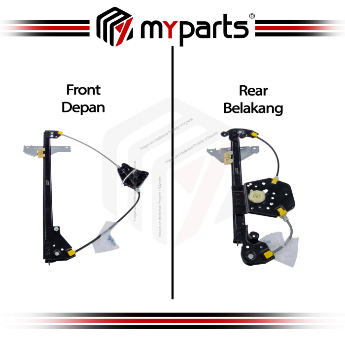 Myparts Peugeot 307 Series 2002-2009 (No Motor) 4 Door Hatch FRONT Power Electric Window Gear Regulator | Pair LH left (Passenger) + RH Right (Driver)