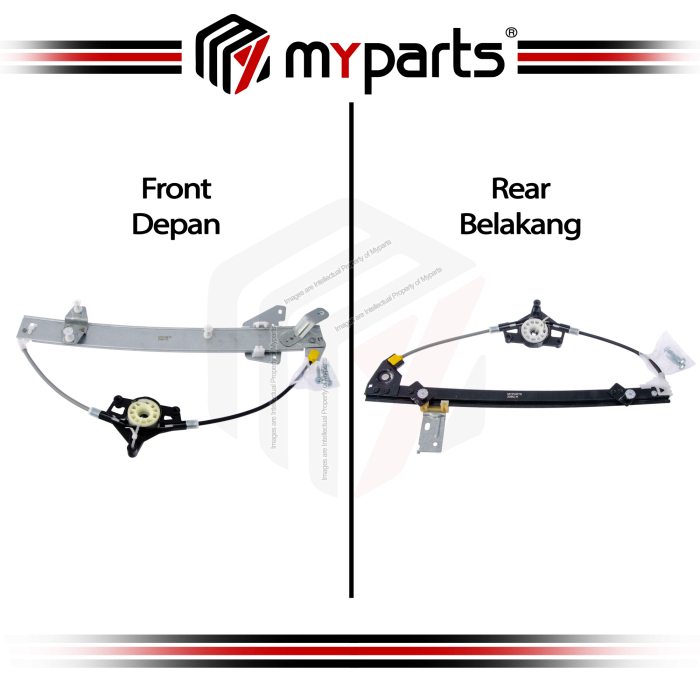 Myparts Fits Mazda 3 1.6 2.0 BM BN 2013-2019 Front (No Motor) Power Electric Window Gear Regulator Door | Set LH Left Side + RH Right Side