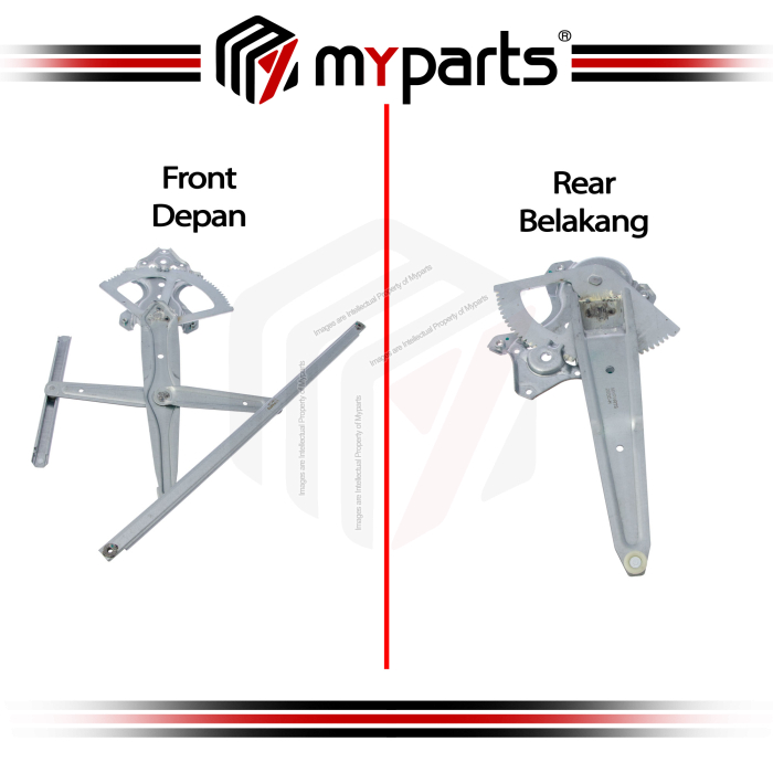 Myparts Toyota Camry ACV30 2002~2006 Front (No Motor) Electric Power Window Gear Regulator Door | Set LH Left Hand Side + RH Right Hand Side
