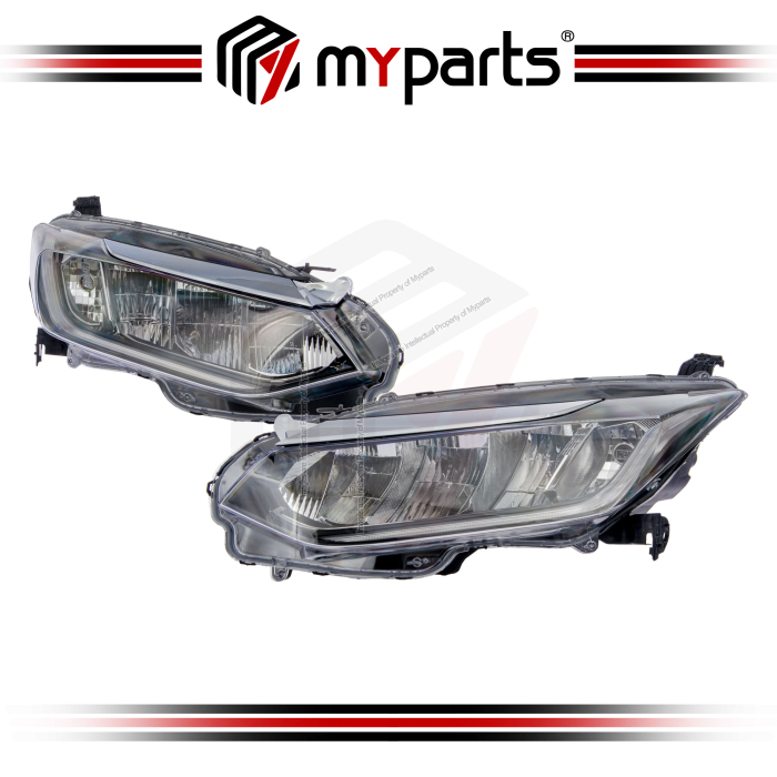 TYC Honda City GM T9A Facelift 2017~2020 (With DRL, With LED) Head Lamp Head light Front | Pair LH Left (Passenger) + RH Right (Driver)