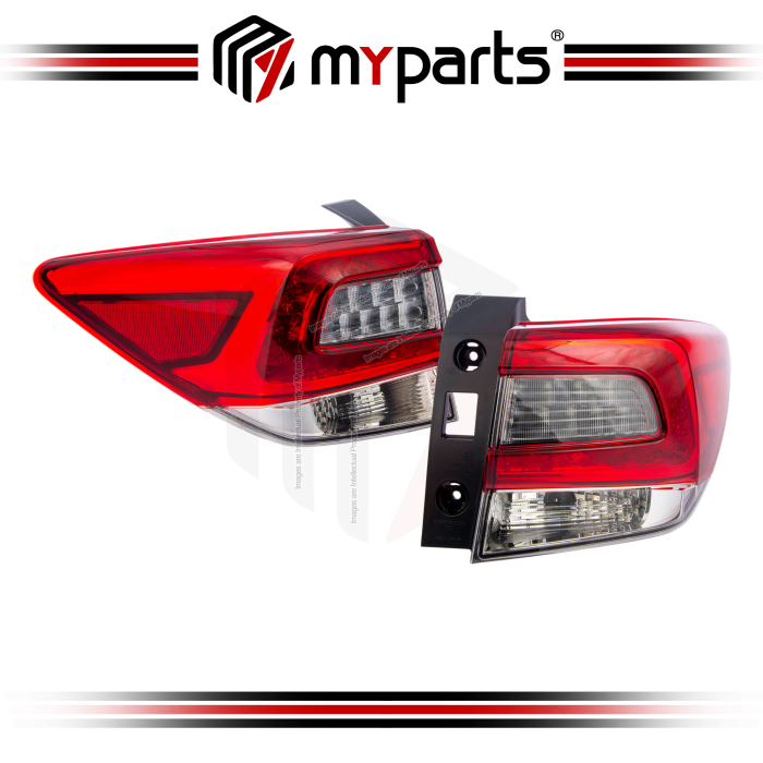 TYC Fits Subaru XV 2012~2023 (Smoke With LED) Outer Body Taillamp Tail Lamp Taillight Tail Light Rear | Pair LH Left (Passenger) + RH Right (Driver)