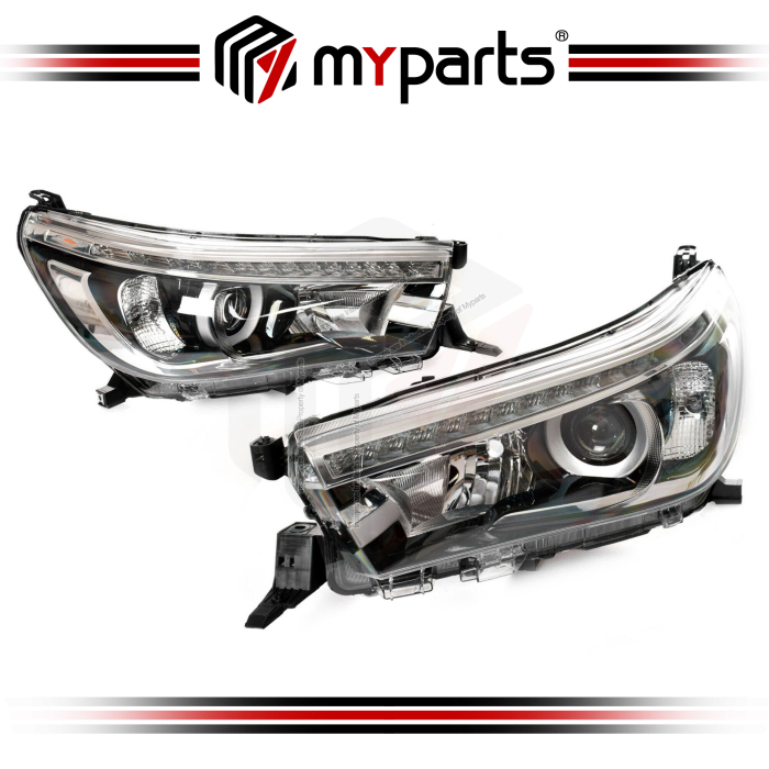 TYC Fits Toyota Hilux Revo GUN125 2015~2020 | Headlight Head Light Front Lamp (LED Type With DRL) | Pair Of LH LHS Left Hand + RH RHS Right Hand