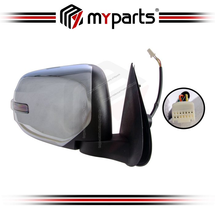 TYC Mitsubishi Triton MQ KJ KK KL 2015~2018 (With Signal, Auto Flip) Electric Side Door Mirror Chrome | RH Right Hand (Driver)