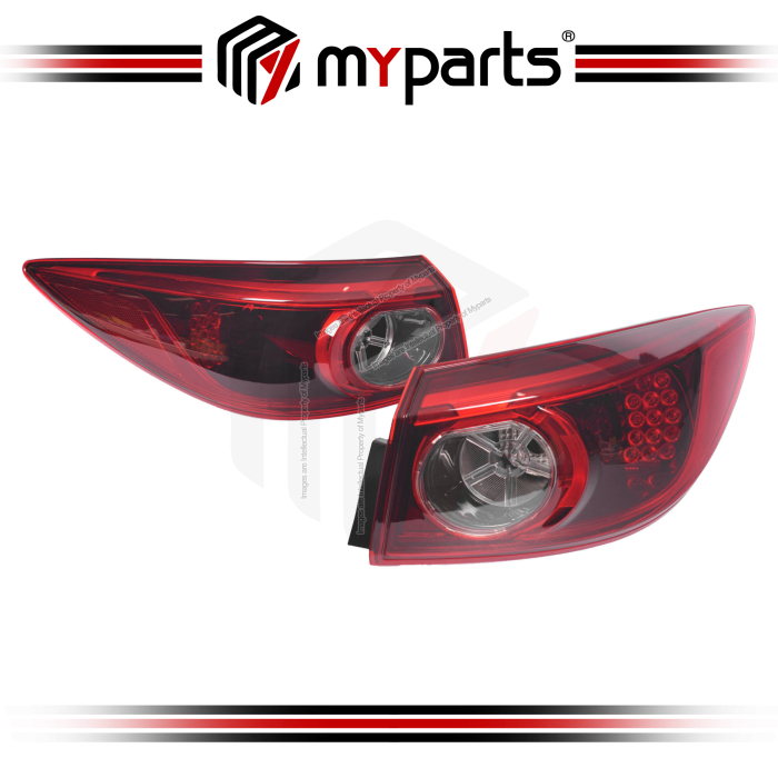 Myparts Fits Mazda 3 Skyactiv BM BN 2013~2019 4 Door Sedan | Outer Taillight Tail Light Rear Lamp | Set LH LHS Left Hand + RH RHS Right Hand