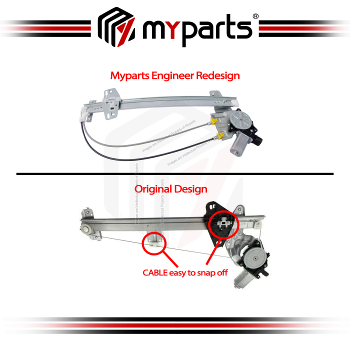 Myparts Fits Honda Jazz GE Series 2008~2014 | Front (2 Pins Motor) Power Window Gear Regulator Door | LH Left Hand (Passenger Side)