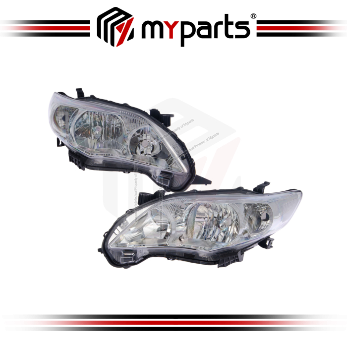 Myparts Fits Toyota Corolla Altis E140 Facelift 2010~2013 (1.8 Halogen) Head Lamp Headlamp Front Head Light Headlight | Set LH Left Hand + RH RH Hand