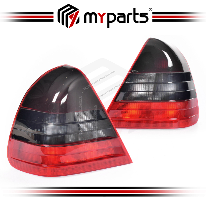 TYC Fits Mercedes Benz C Class W202 Sedan 1997~2000 | Taillight Tail Light Rear Lamp (Top Dark Tinted Lens) | Pair Of LH LHS Left + RH RHS Right
