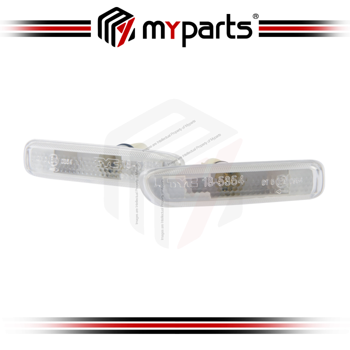 TYC BMW 3 Series E46 4 Door Sedan 1998~2001 Guard Flasher Side Turn indicator Fender Lamp (Clear) | Pair LH Left (Passenger) + RH Right (Driver)