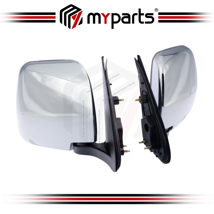 Myparts Fits Toyota Hiace Van KDH200 2005~2014 Manual Side Door Mirror (Chrome) | Pair LH Left Hand (Passenger) + RH Right Hand (Driver)