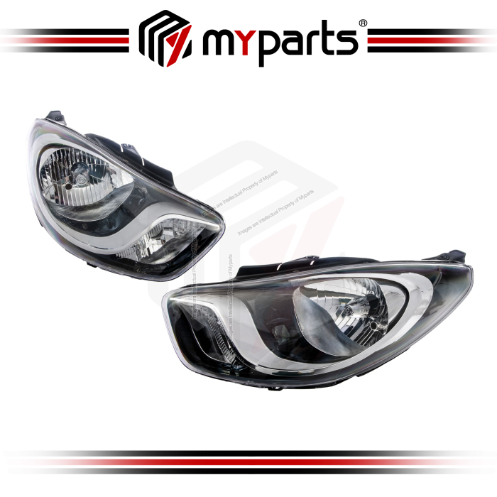 TYC Taiwan Hyundai Inokom i10 2011~2013 (Smoke) Headlamp Head Lamp Front Headlight Head Light | Set LH Left Hand Side + RH Right Hand Side