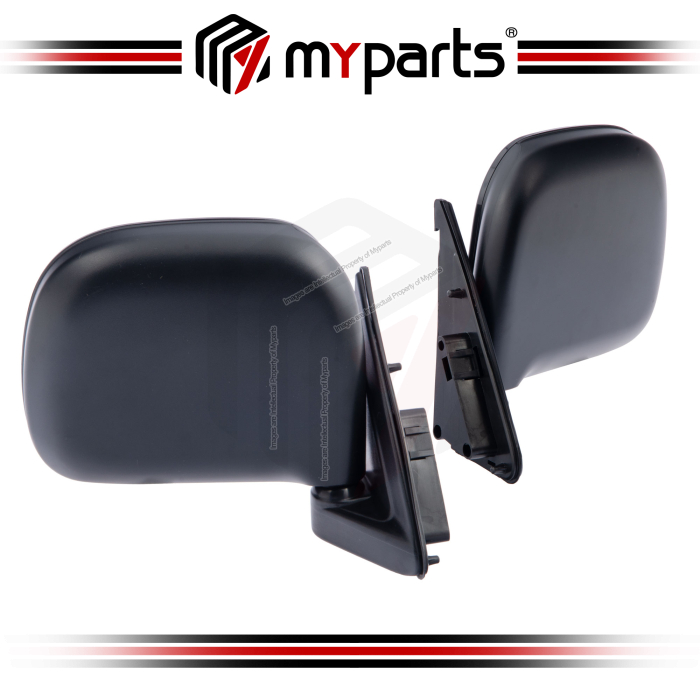 Myparts Fits Toyota Hiace RZH Van Bus 1990~2005 | Manual Side Door Mirror Rearview (Black) | Pair LH Left Hand + RH Right Hand