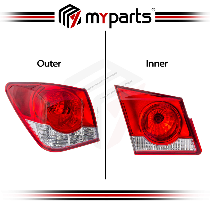 Myparts Chevrolet Cruze Sedan 2010 - 2015 Tail Lamp Tail Light TailLamp Taillight Rear Lamp | Pair LH LHS Left (Passenger) + RH RHS Right (Driver)