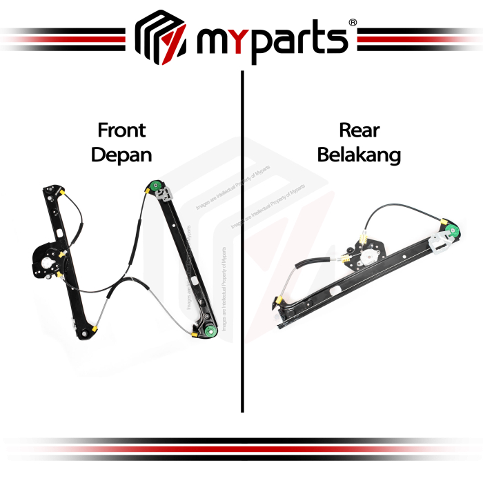 Myparts Fits BMW X5 E53 Wagon 2000~2007 | FRONT Electric Power Door Window Regulator (Without Motor) | Set Of LH LHS Left Hand + RH RHS Right Hand