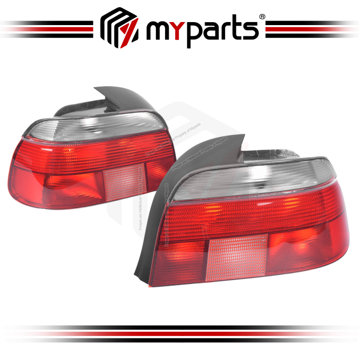 TYC Fits BMW 5 Series E39 Series 1 Sedan 1996-2001 |Taillight Tail Light Rear Lamp (Clear) | Pair LH Left Hand (Passenger) + RH Right Hand (Driver)