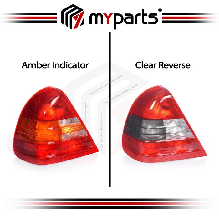 TYC Fits Mercedes Benz C Class W202 Sedan 1994~1997 | Taillight Tail Light Rear Lamp (Middle Amber Lens) | Set LH LHS Left Hand + RH RHS Right Hand