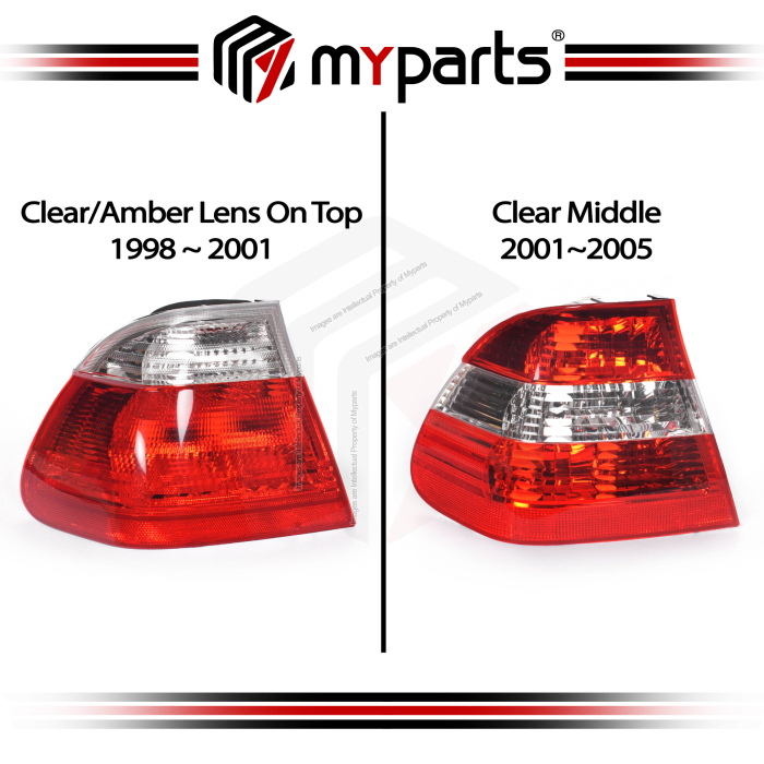 TYC Fits BMW 3 Series 4 Door Sedan E46 Series 2 1998~2005 |Outer Tail Lights Rear Lamps | Pair of LH Left Hand + RH Right Hand