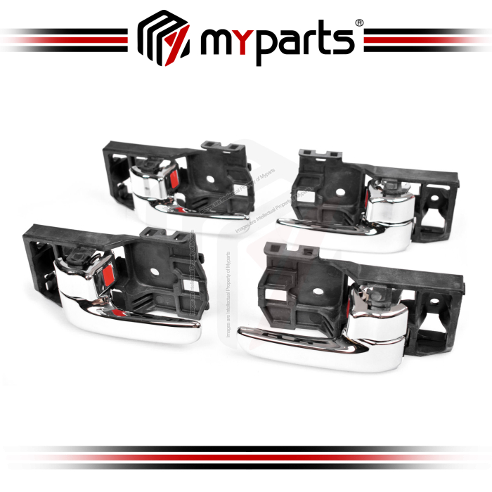 Myparts Fits Toyota Landcruiser J100 100 Series 2002~2007 | FRONT +  REAR Inner Door Handle (Chrome) | Set 4 Pcs / Pair of LH LHS Left + RH RHS Right