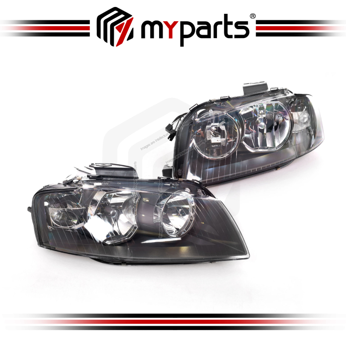 TYC Fits Audi A3 8P Series 1 2004-2008 | Headlight Head Light Front Lamp Halogen (Non HID 9 Pins) | Pair LH LHS Left Hand + RH RHS Right Hand