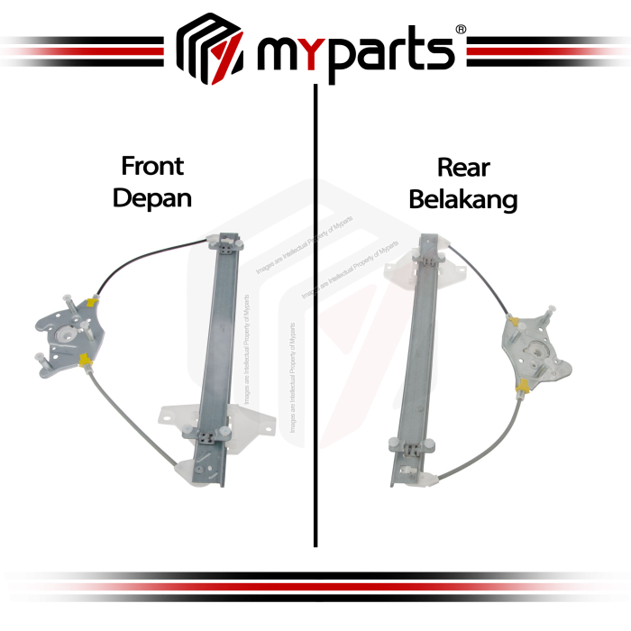 Myparts Fits Hyundai Sonata EF Sedan 2001-2005 | FRONT Electric Power Door Window Regulator (No Motor) | Set Of LH LHS Left Hand + RH RHS Right Hand