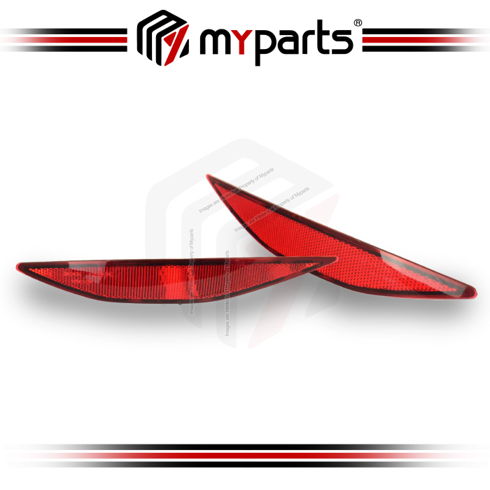 TYC Fits Volkswagen VW Golf MK7 2013~2017 5 Door Hatch Standard / GTI | Rear Bumper Bar Reflex Reflector (Fresh Red Lens) | Pair LH Left + RH RHS